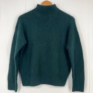 Madewell Mock Neck Dillon Cropped Sweater Wool Alpaca Cozy Size XS Dark Green